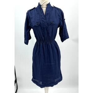 Burberry Brit Dress Size 2 Blue Ramie LInen